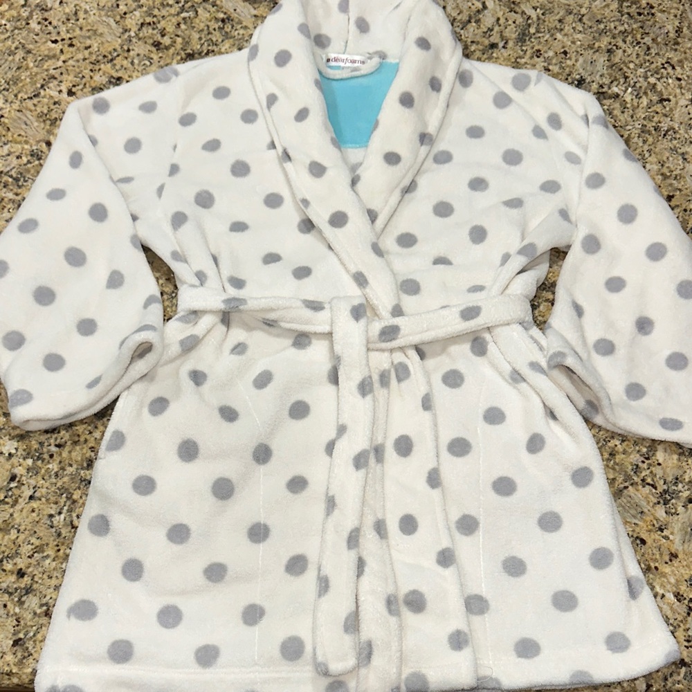 Dearfoams Aqua and White Fleece Robe
